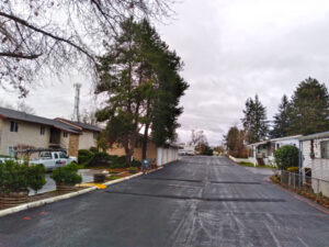 newly paved streets and speed bumps